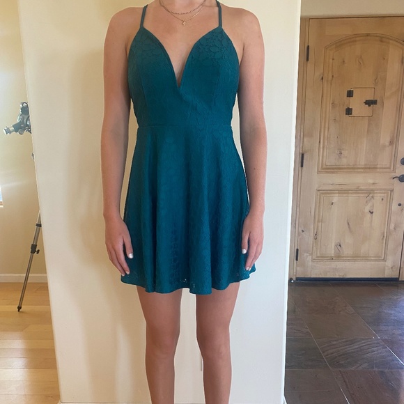 Emerald Green Skater Dress - Picture 1 of 4
